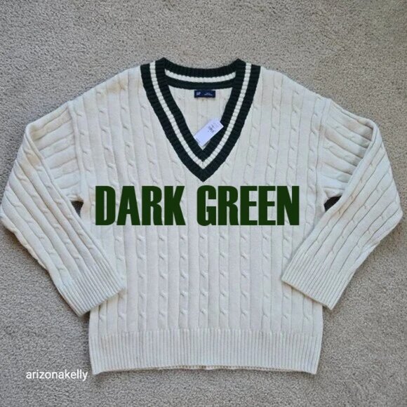 GAP Sweaters - NWT GAP Sweater Tennis Polo Cricket Cable Knit GREEN